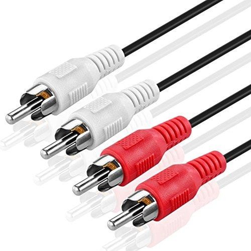 tnp 2rca stereo audio cable 15 feet  dual composite rca male connector m/m 2 channel right and left red and white shielded 2rca to 2rca av sound plug jack wire cord