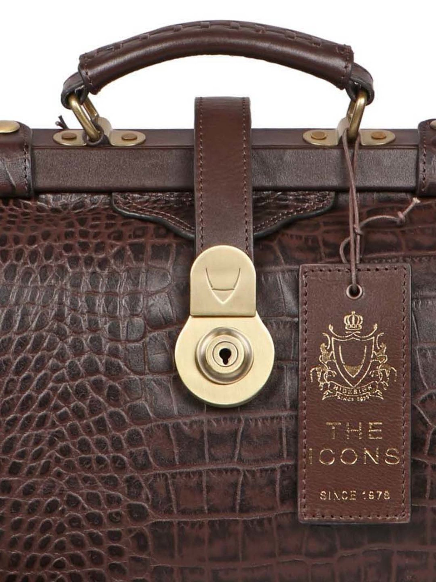 Hidesign Brown Textured Medium Handbag