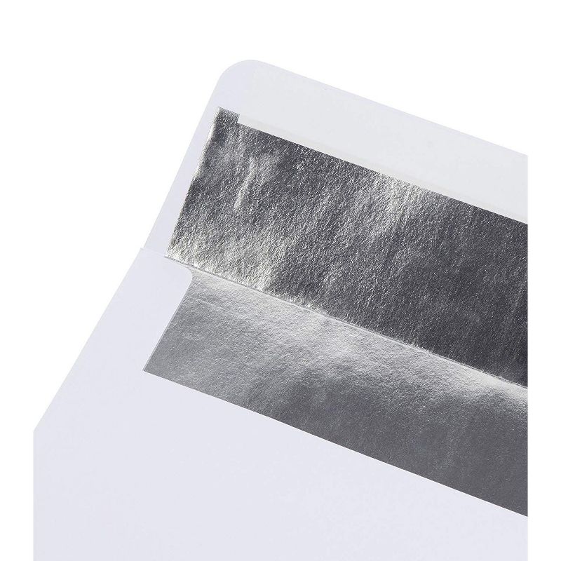 Best Paper Greetings 50-Pack A7 Silver Foil Lined Flap Envelopes for Wedding, Graduation (7 x 5 in)