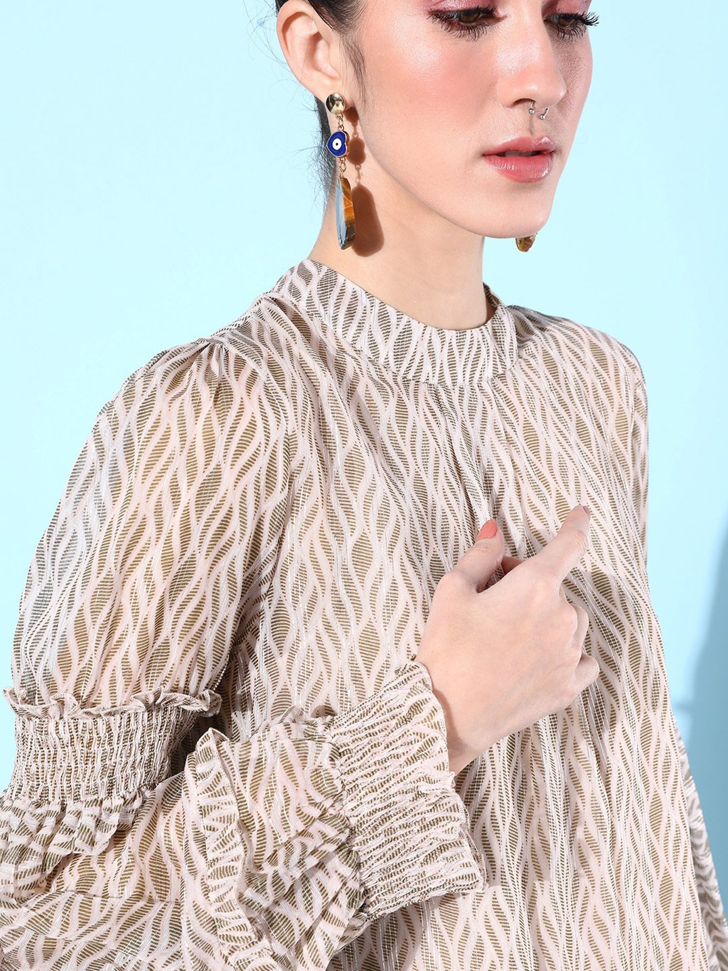 QUIERO Light Beige Textured Top