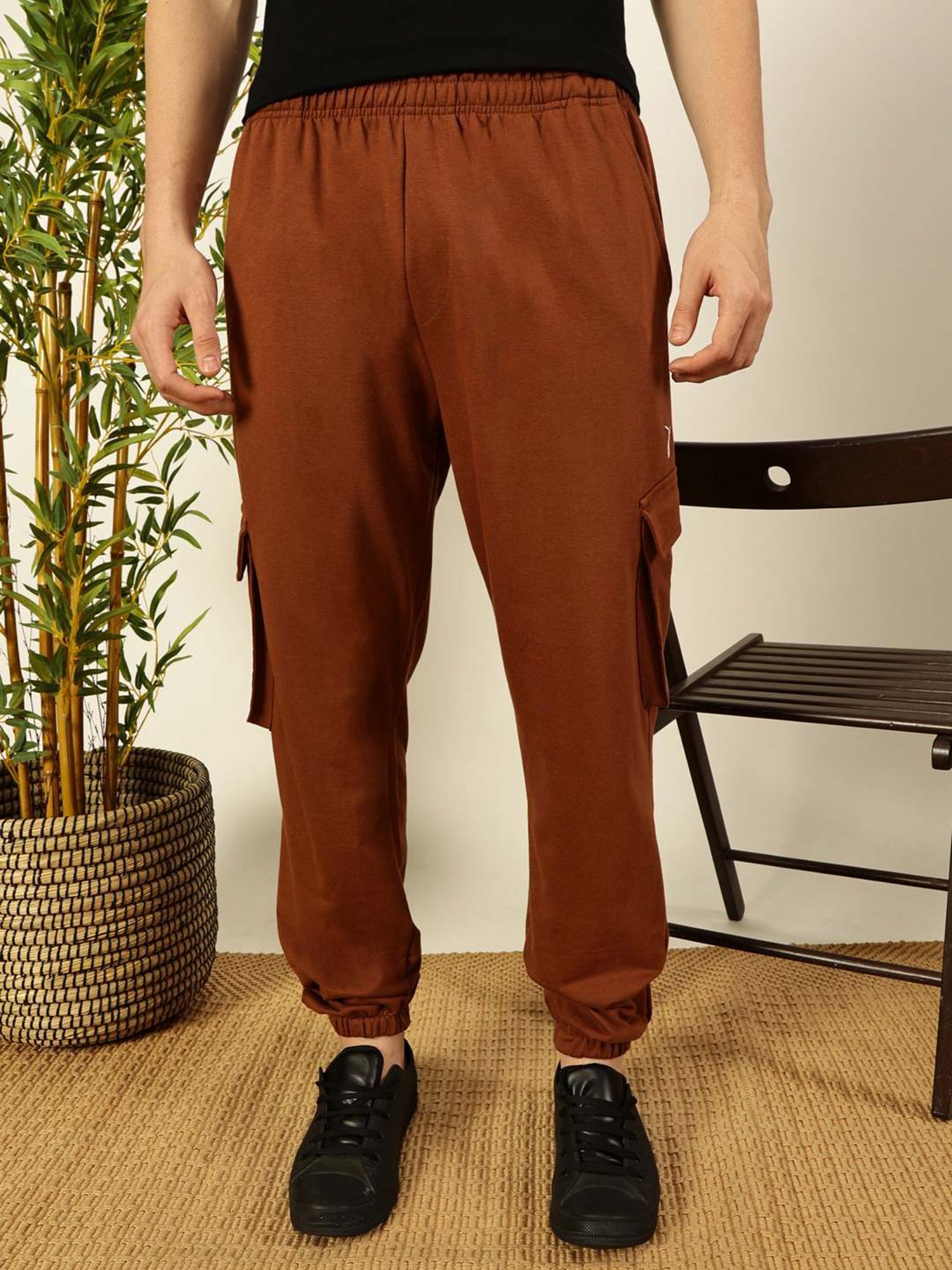 Thomas Scott Brown Regular Fit Texture Joggers