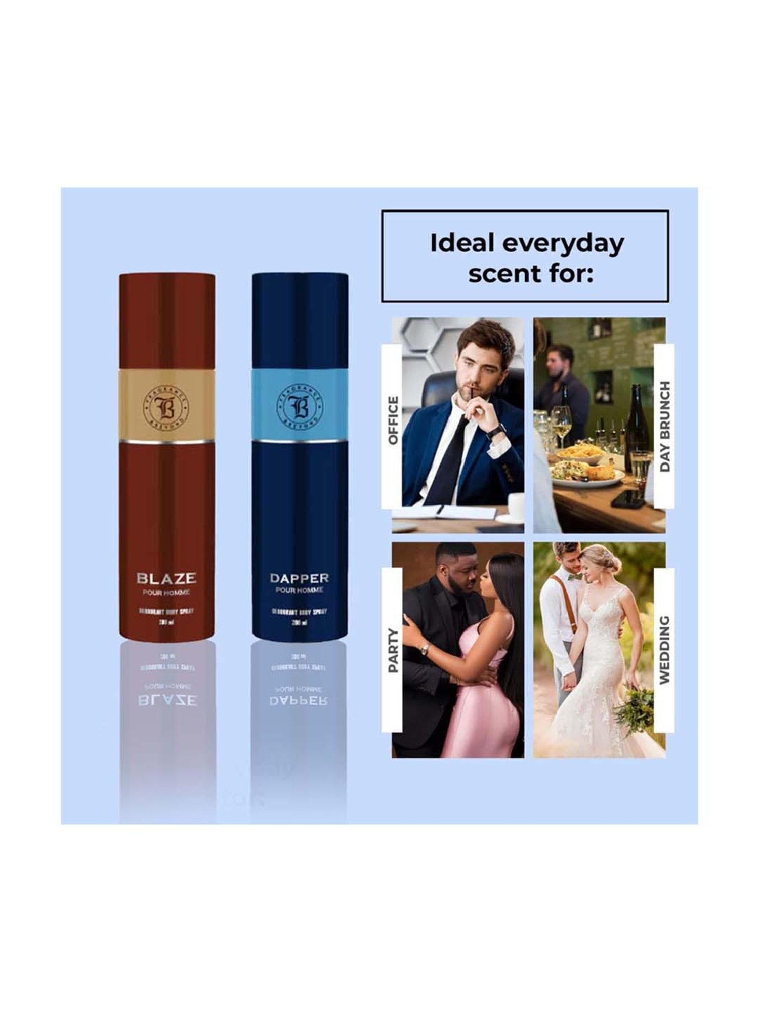Fragrance & Beyond Blaze and Dapper Deodorant Body Spray for Men Pack of 2