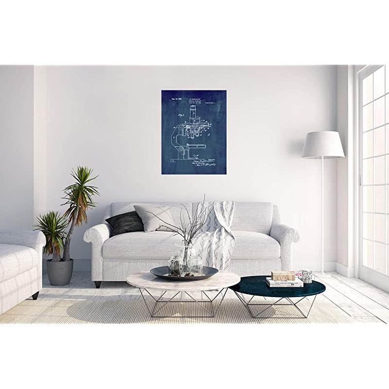 Microscope Patent Print Midnight Blue 85quot x 11quot M12433