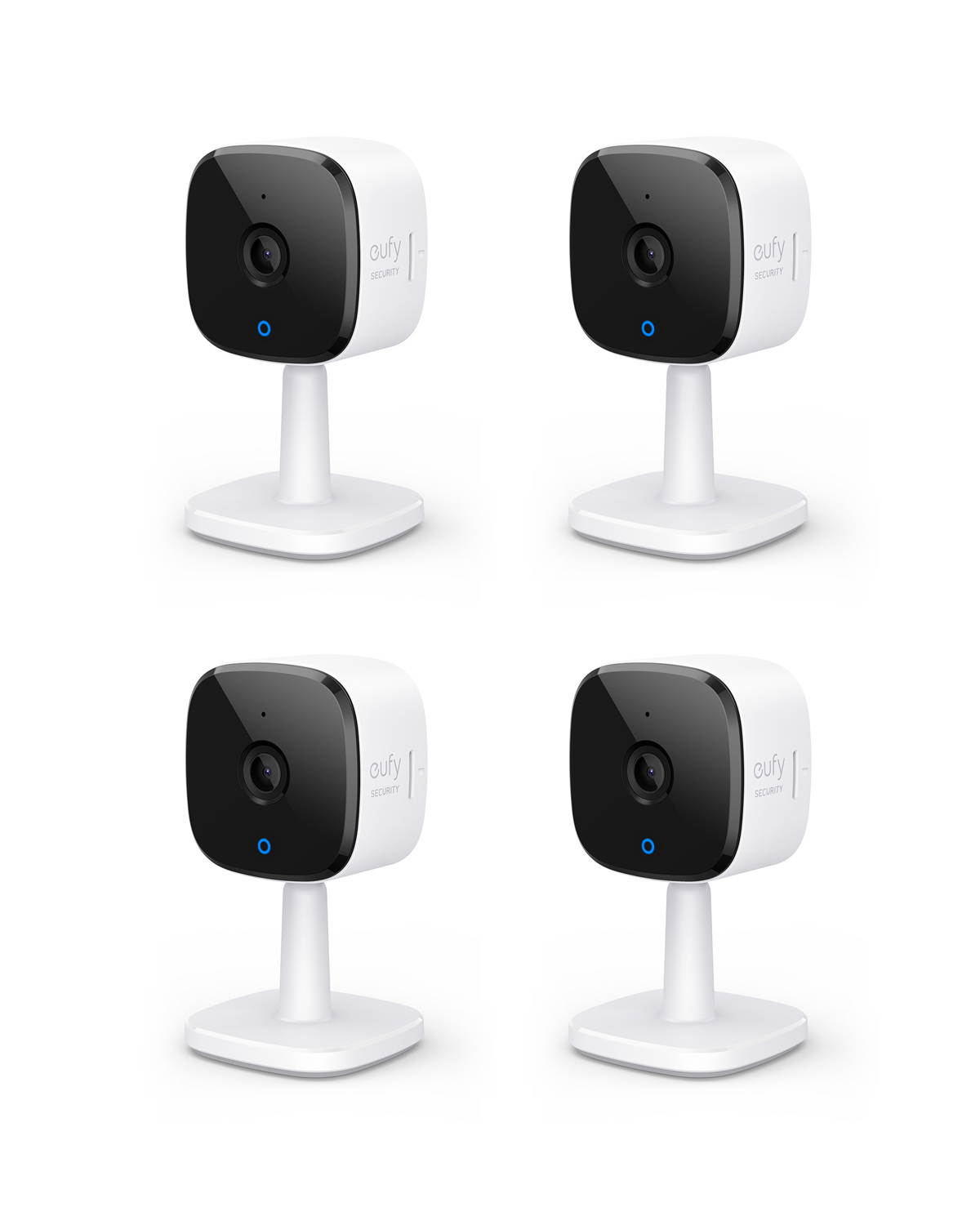 eufy Security 2K Indoor Cam (4 Pack), Plug-in Security Indoor Camera with Wi-Fi, IP Camera, Human and Pet AI, Works with Voice Assistants, Night Vision, Two-Way Audio, HomeBase Not Required