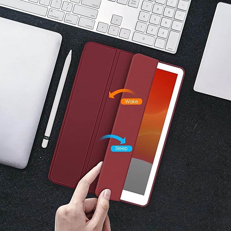 iPad 7th Generation Case New iPad Case 102 Case 2019 with Pencil Holder Lightweight Smart Cover with Soft TPU Back Auto SleepWake for iPad 7th Gen 2019Red Wine