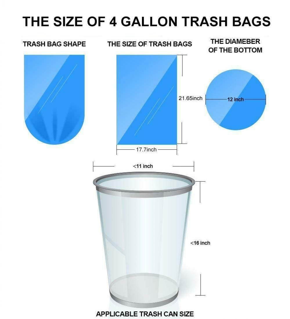 Small Trash Bags Kitchen Garbage - 4 Gallon Clear Strong...