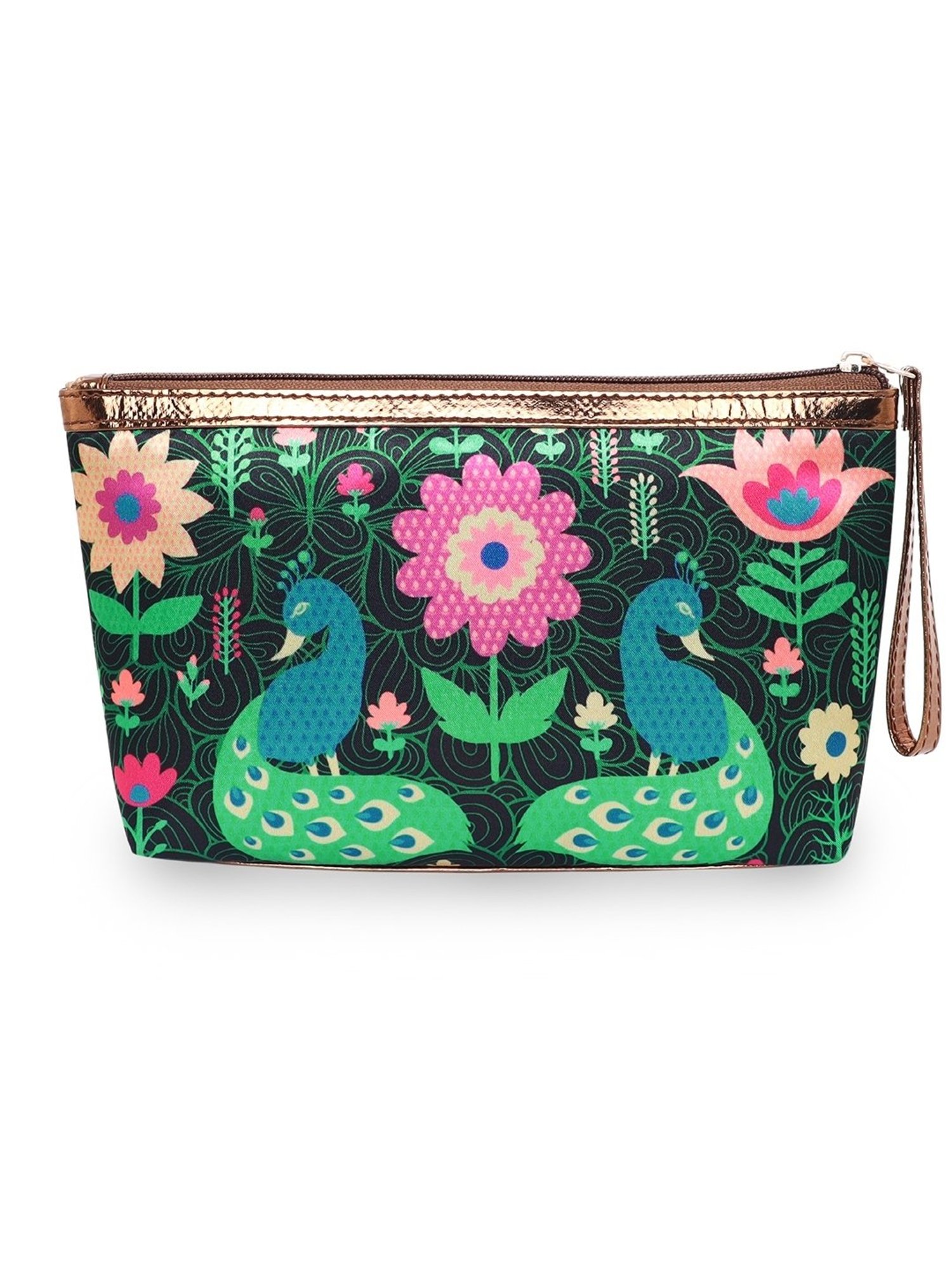 Sabhyata Peacock Multicolor Printed Small Wristlet