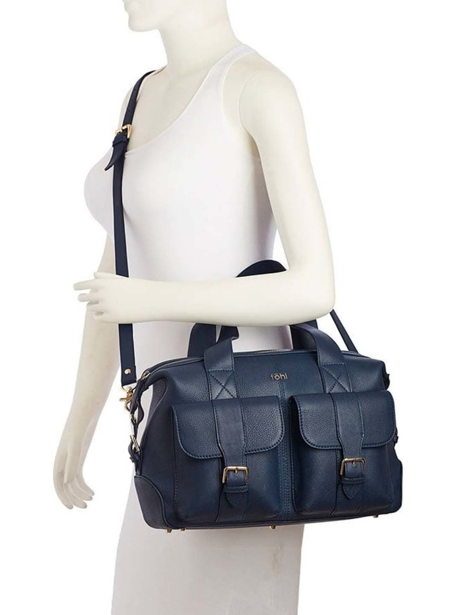 Tohl Pepys Navy Solid Leather Handbag