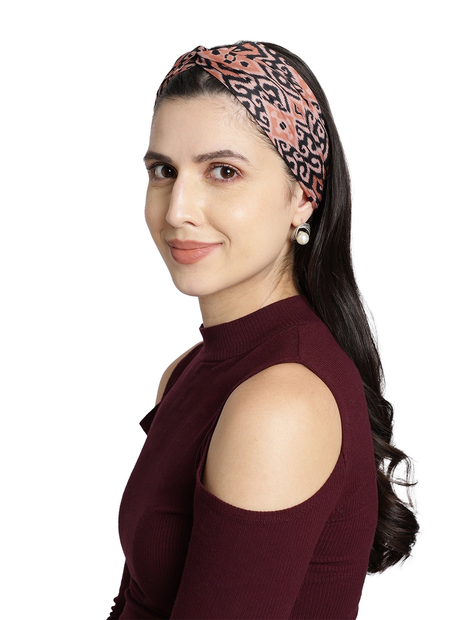 Aditi Wasan Brown Printed Head Bands Pack of 2