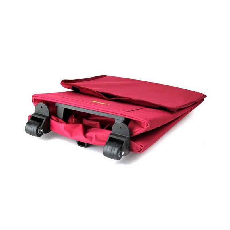 dbest products Bigger Smart Cart Collapsible Rolling Utility Basket for Laundry, Shopping, Travel, Cleaning Supplies, w/Telescoping Handle, Red