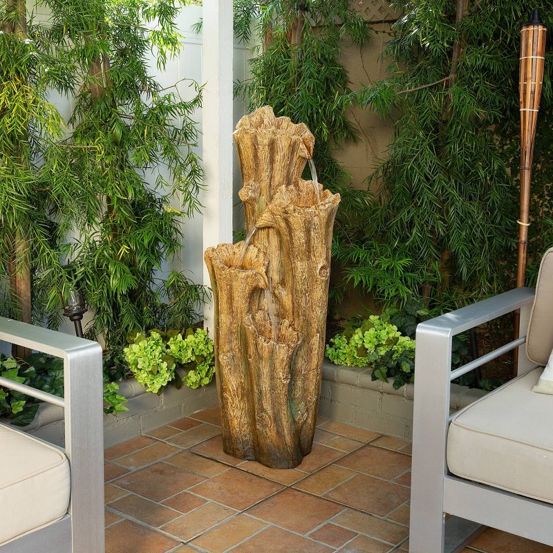 3 Tier Cascading Tree Bark Fountain With LED Lights - Alpine Corporation