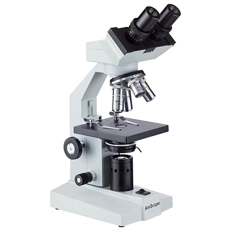 B100B-MS Compound Binocular Microscope, 40X-2000X Magnification, Brightfield, Tungsten Illumination, Abbe Condenser, Mechanical Stage