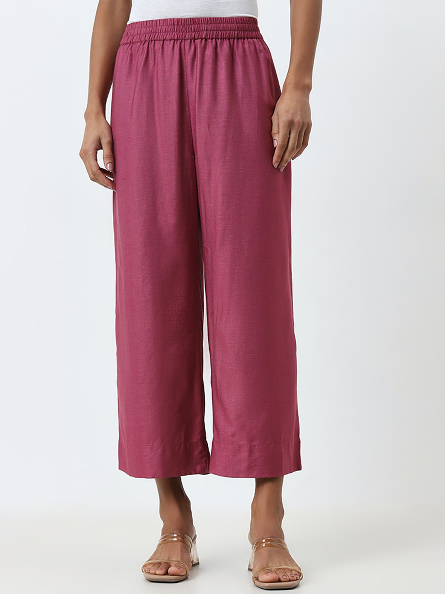 Zuba by Westside Dark Pink High-Rise Ethnic Pants