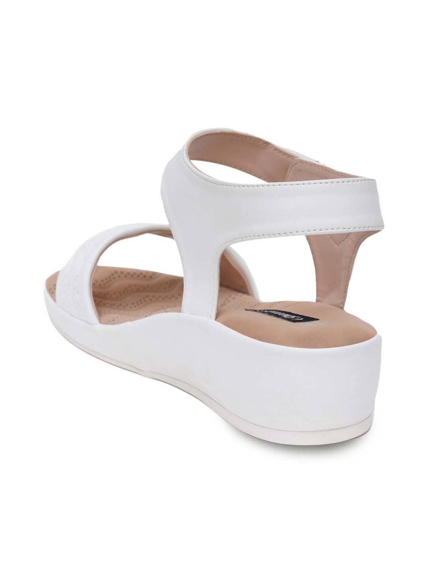 Sherrif Women's White Ankle Strap Wedges