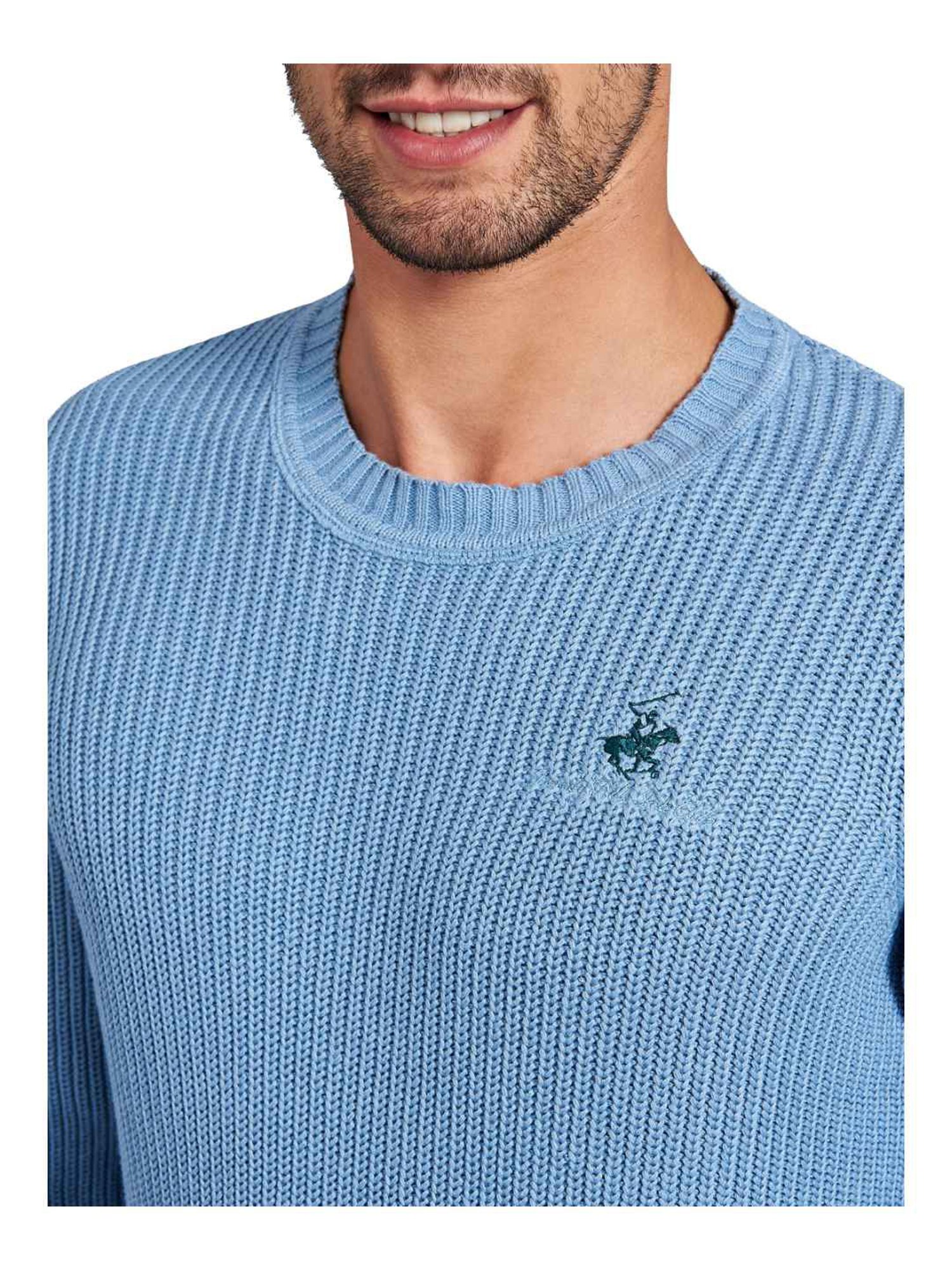 Beverly Hills Polo Club Sky Blue Cotton Regular Fit Sweater