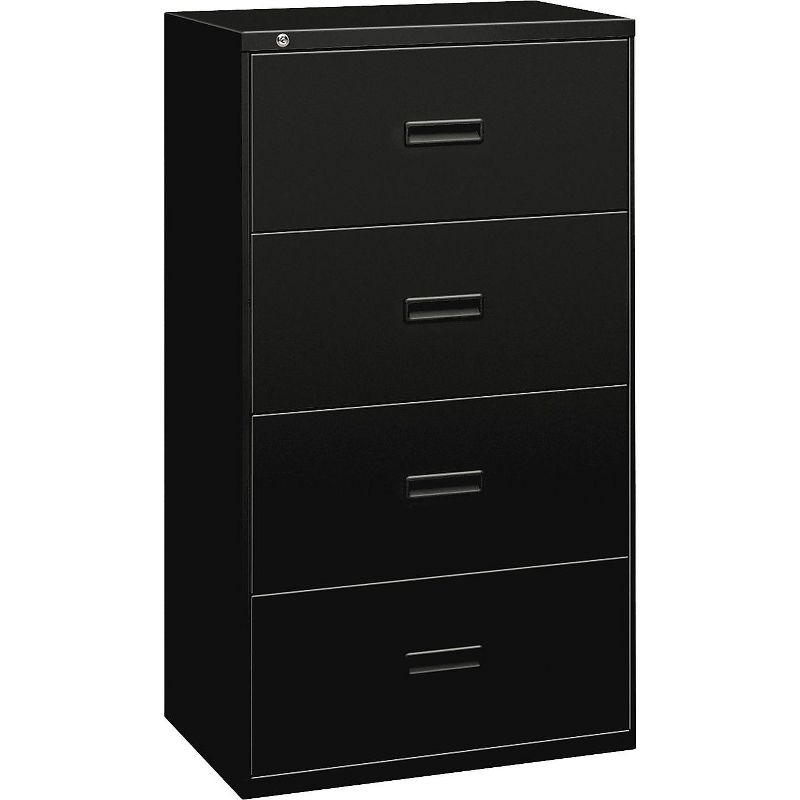 Basyx 400 Series Four-Drawer Lateral File 36w x 19-1/4d x 53-1/4h Black 484LP