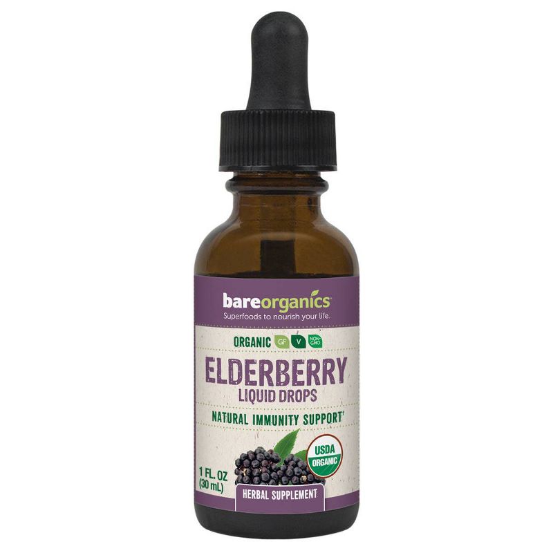 BareOrganics Elderberry Fruit Organic Liquid Drops - 1 fl oz