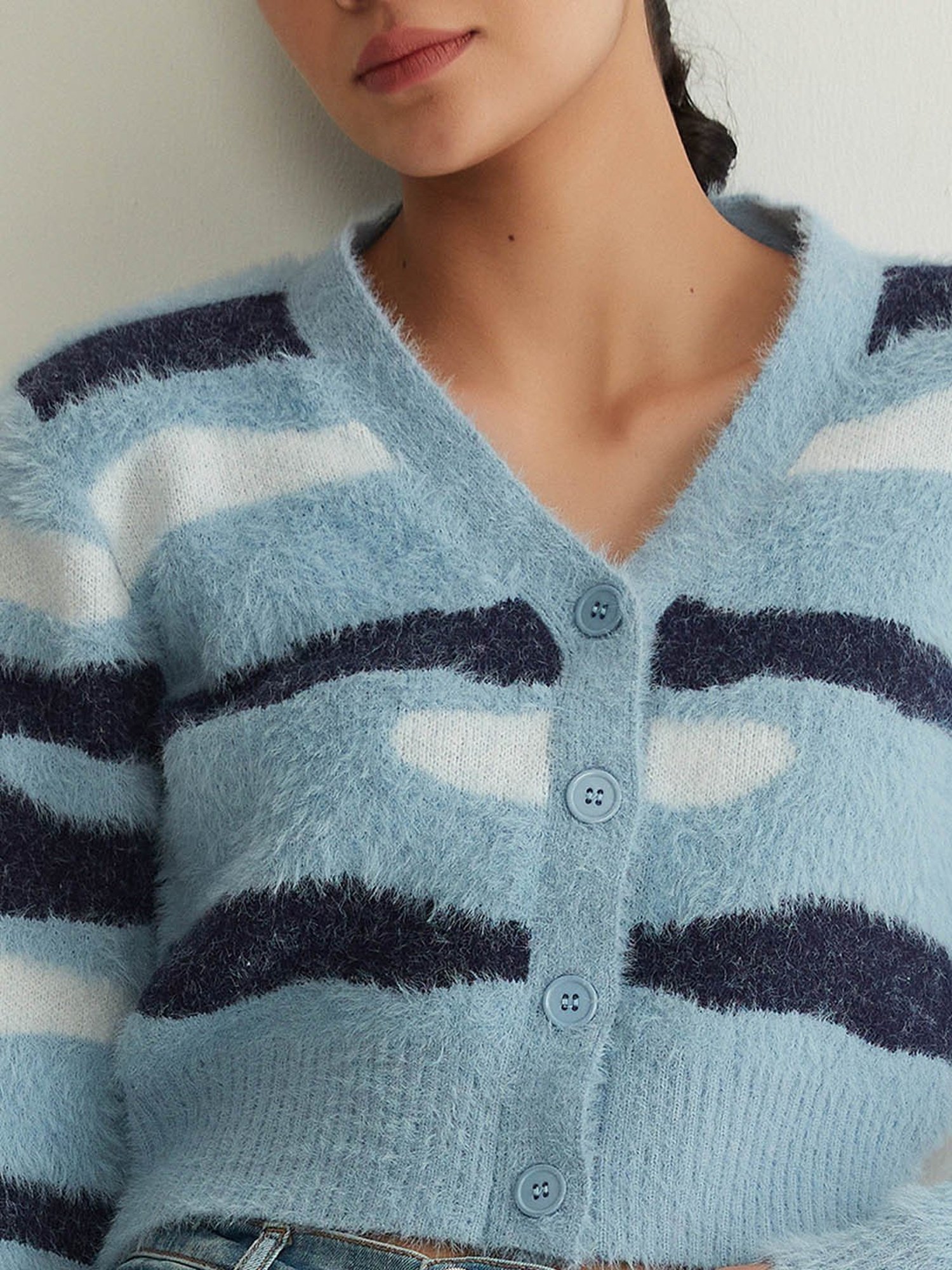 Cover Story Blue Striped Cardigan