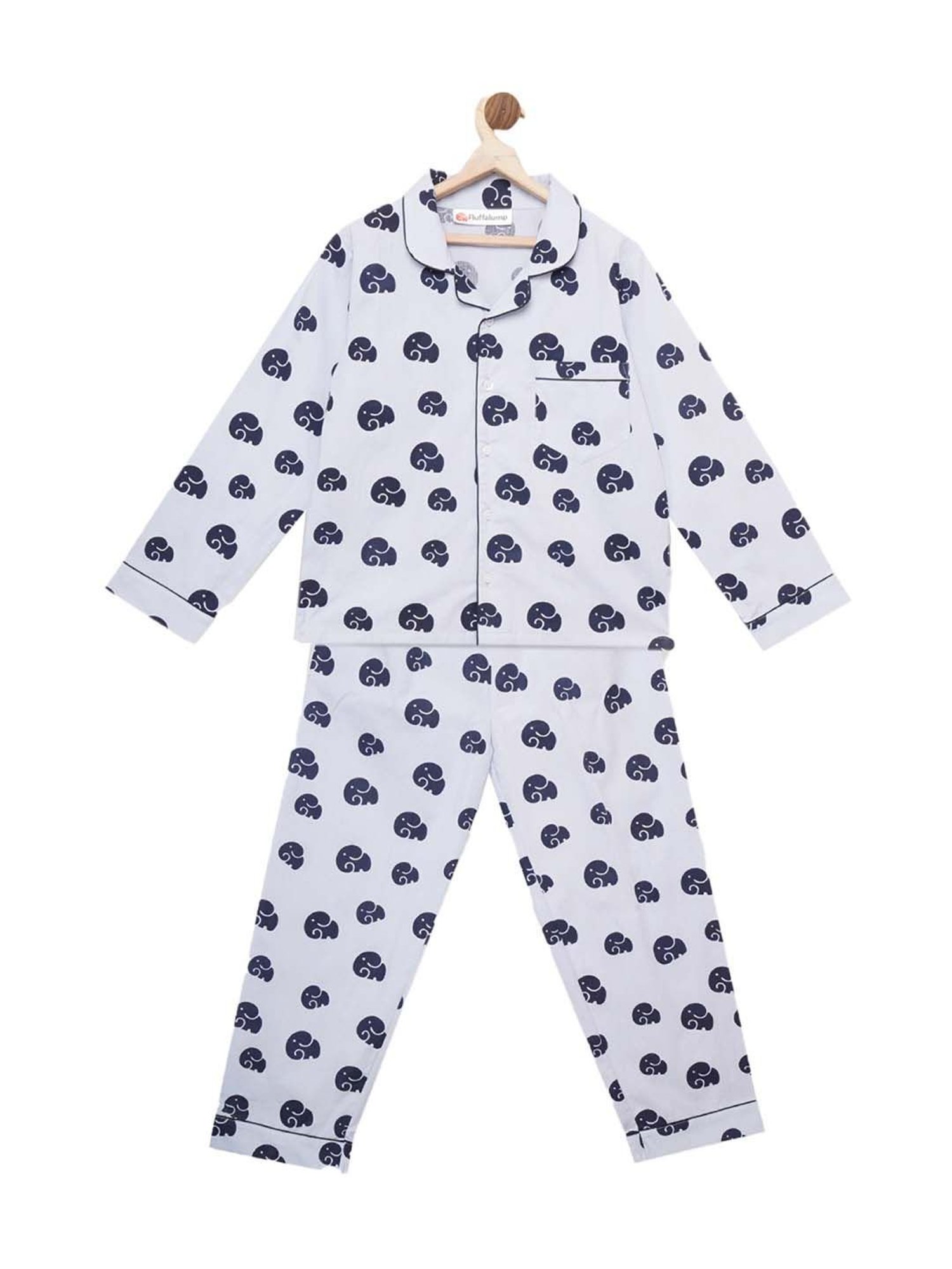 Fluffalump Boys Multicolor Cotton Printed Nightwear Top & Pants Set