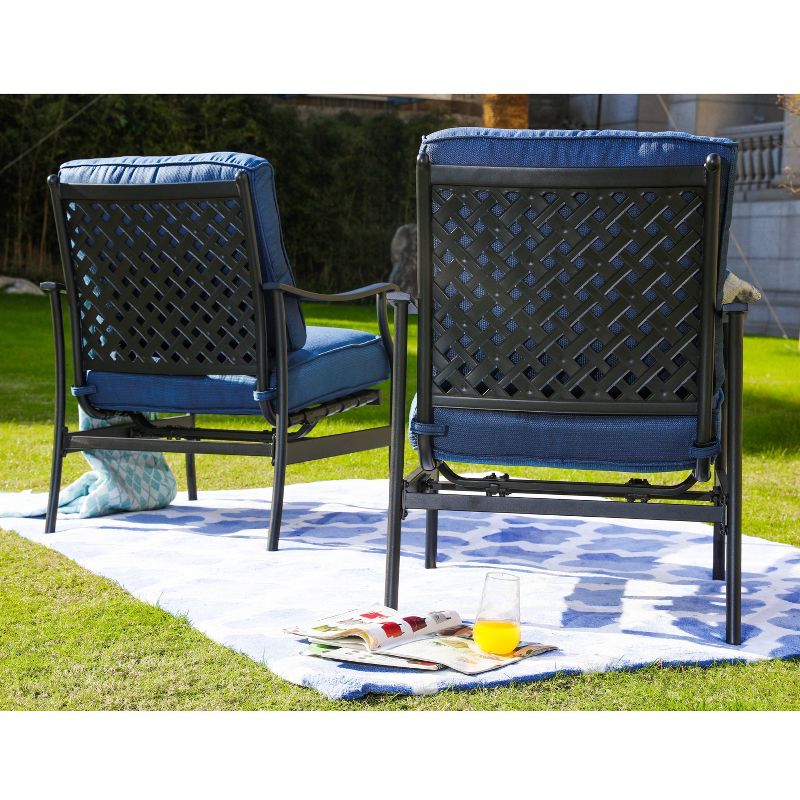 2pc Steel Outdoor Patio Accent Chairs Blue - Lokatse