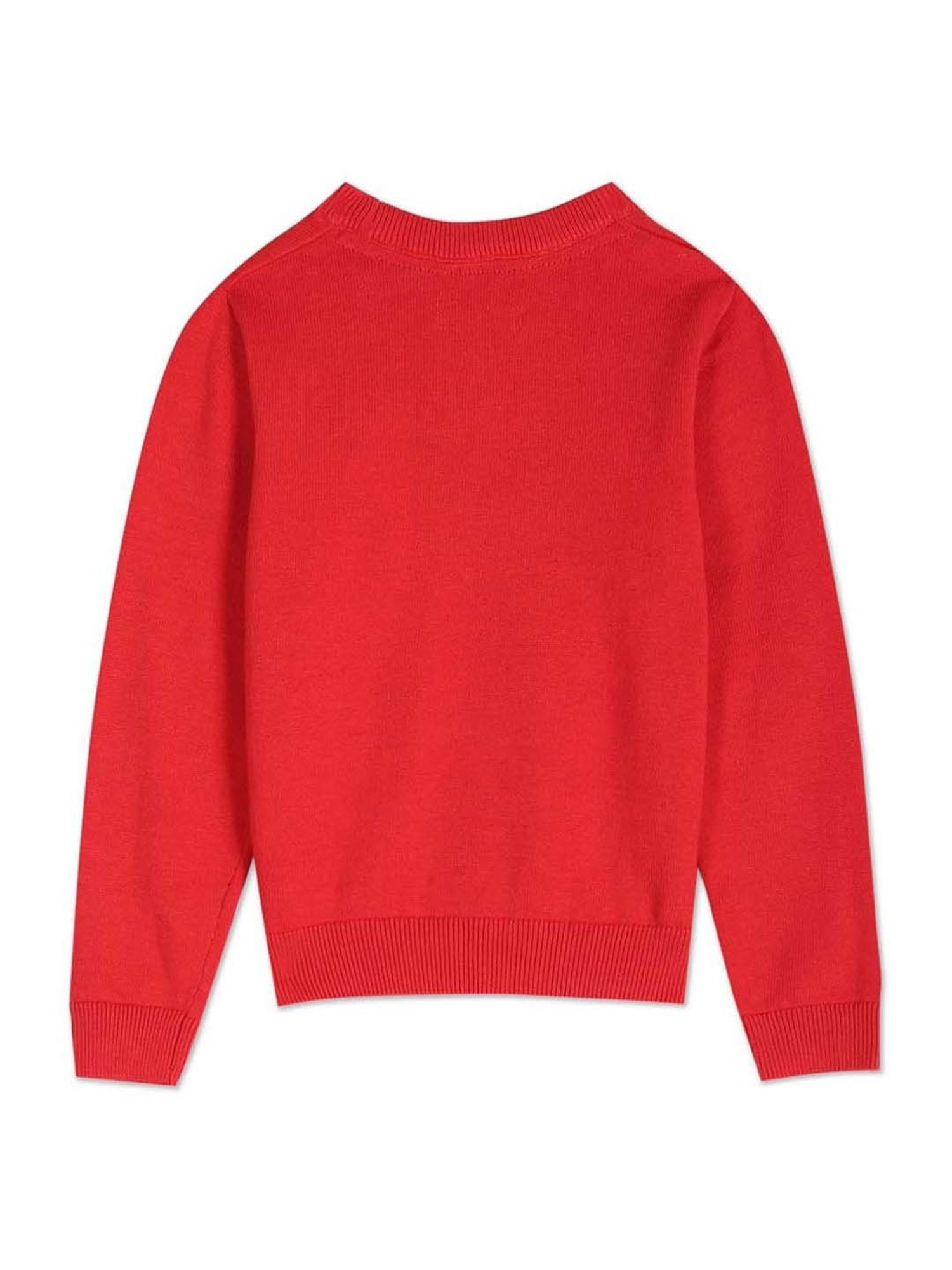 U.S. Polo Assn. Kids Red Cotton Logo Full Sleeves Sweater