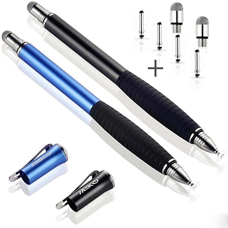 2nd Gen Universal Disc Stylus Pens 2Pcs 2 in 1 Precision Series for iPhone X88plus iPadiPad ProiPad Mini and All Touch Screen Devices Bundle with 6 Replacement TipsBlackBlue
