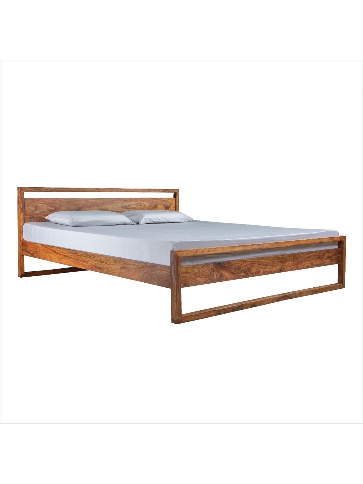 Duroflex Synergy Brown Sheesham Wood King Bed in Stone Finish