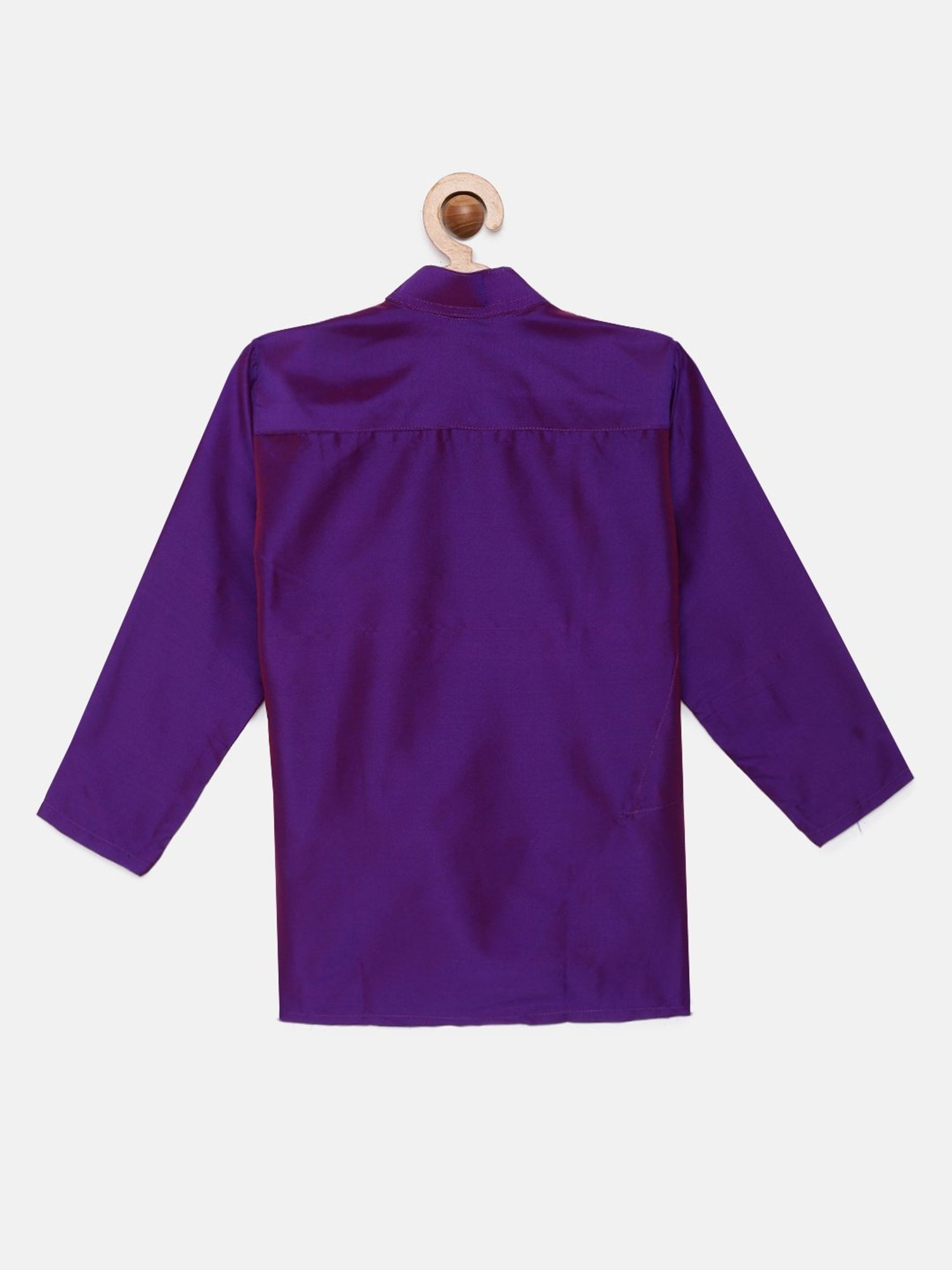THANGAMAGAN Kids Dark Purple Solid Full Sleeves Kurta