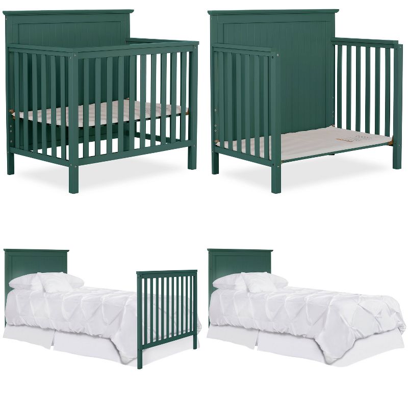 Dream On Me Jasmin 4-in-1 Convertible Mini Crib - Olive Green