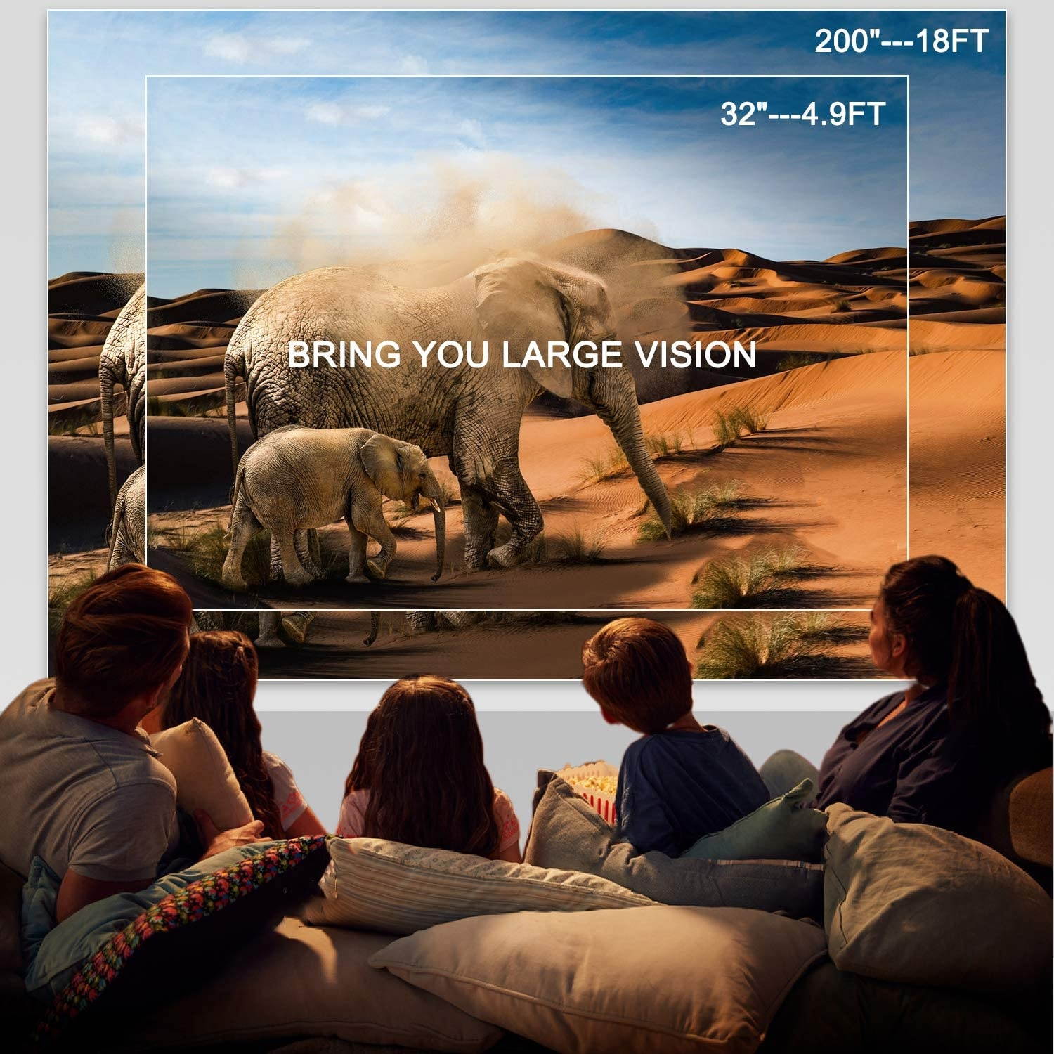 TOPVISION T23 Led Projector 1080P Supported with 6000L, 60,000 Hrs for Indoor/Outdoor Use, Compatible with Fire TV Stick, PS4