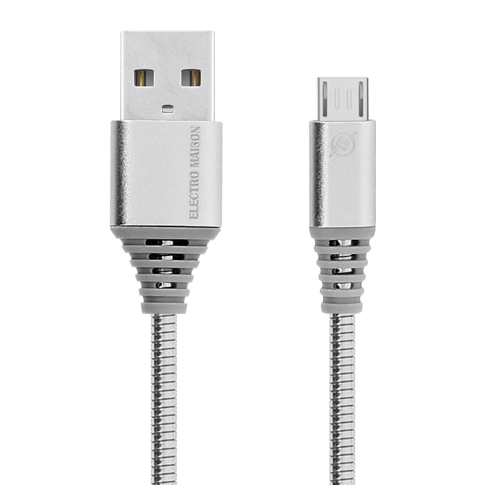 1m Micro-USB to USB cable for smartphones and tablets, Charge/Sync - Silver