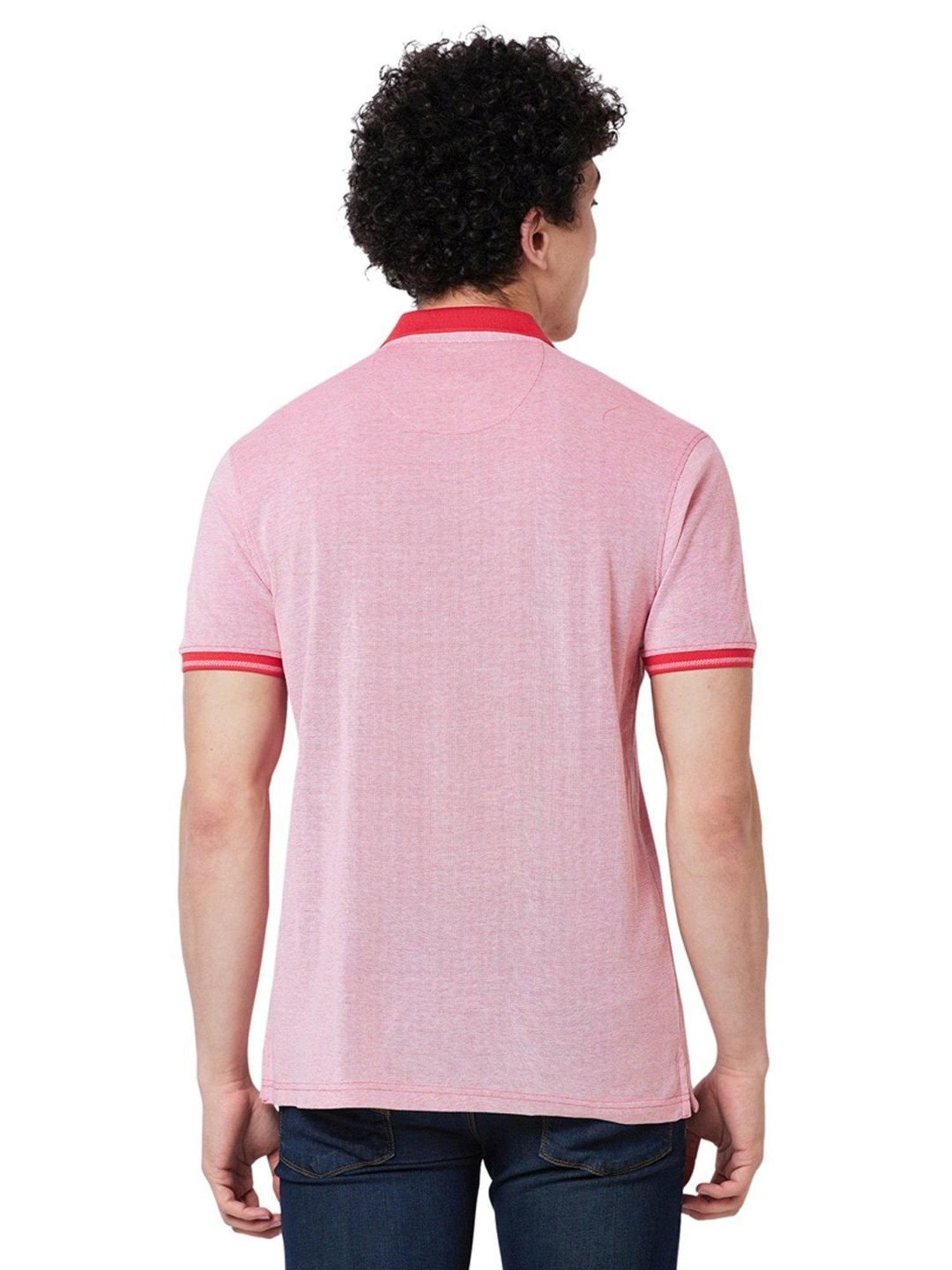 Park Avenue Red Cotton Slim Fit Polo T-Shirt