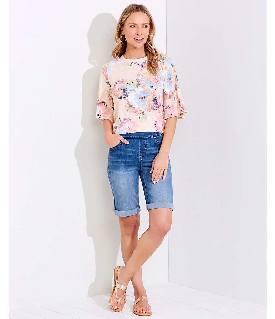 Westbound Petite Size the PARK AVE fit Indigo Skimmer Shorts