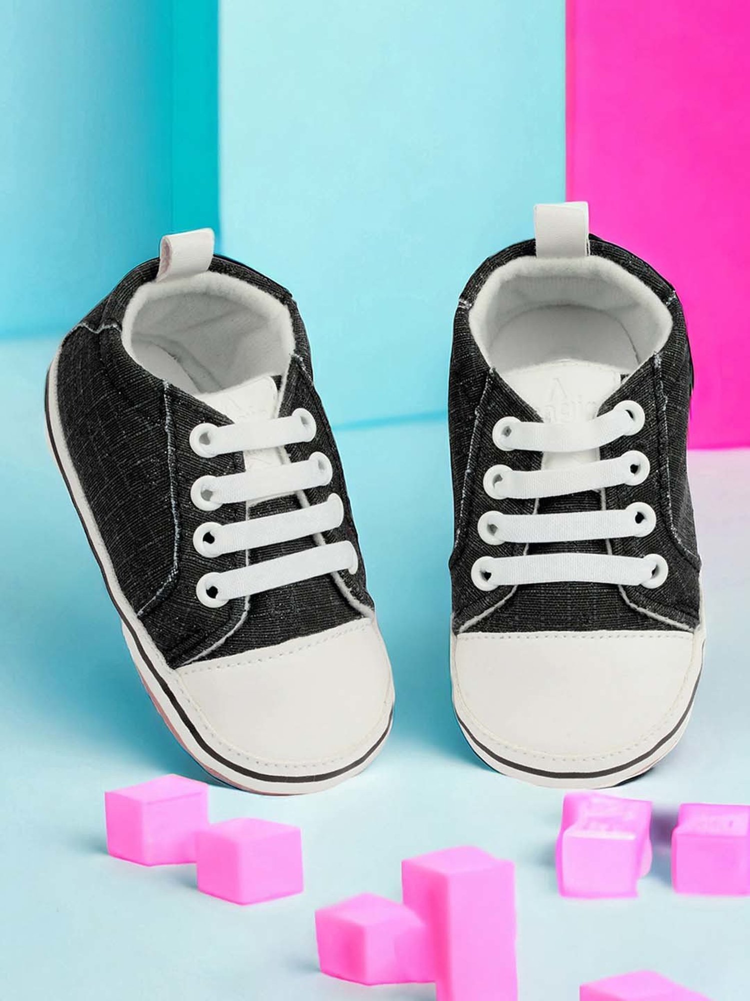 Baby Moo Kids Brown & White Velcro Shoes