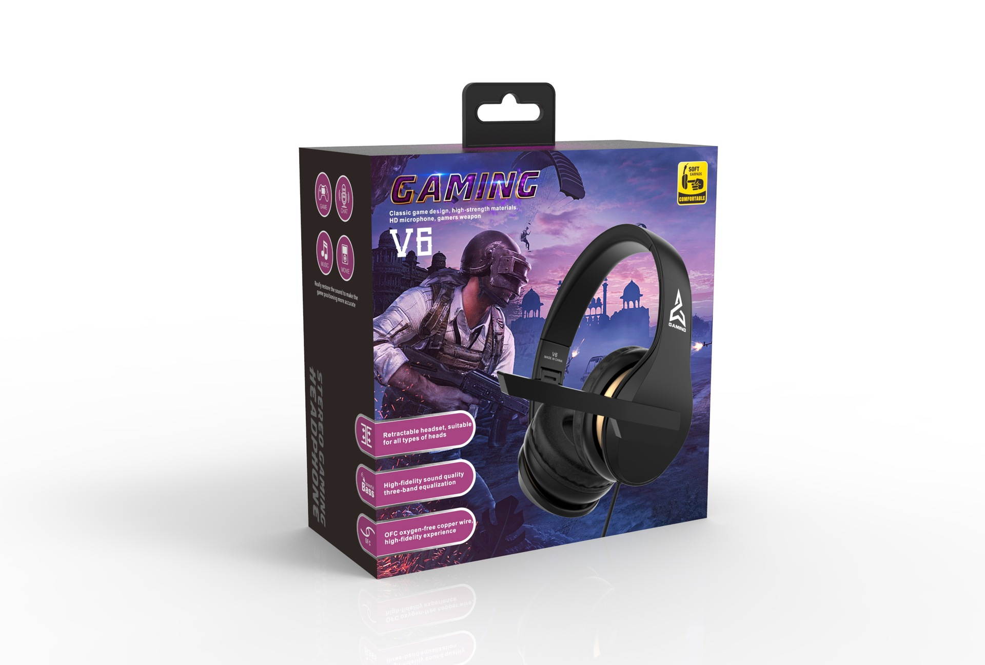 ALAMENGDA Gaming Headset Head-Mounted Gaming Music Running Subwoofer Stereo Computer Headset for Apple/Android/PC