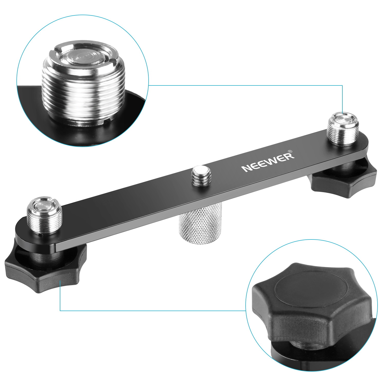 Neewer NW-036 Microphone Bar, Durable Sturdy Steel Microphone Mount Bracket T-bar with Standard 5/8-inch Thread Smooth Finish, Suitable for Most Microphones Clips Stands Boom Arms in Studios Showrooms