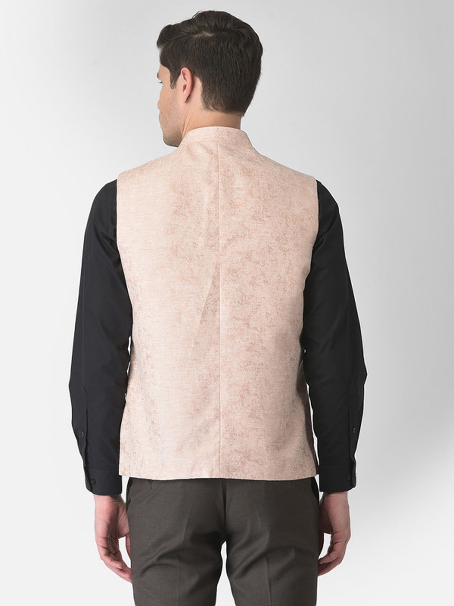 Turtle Pink Slim Fit Self Pattern Nehru Jacket