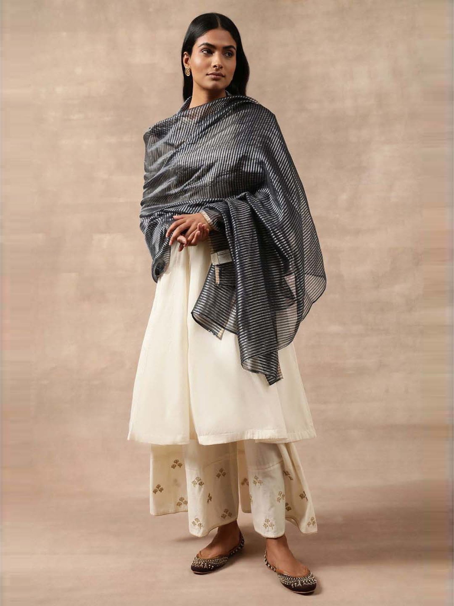 Folksong by W Blue Striped Dupatta