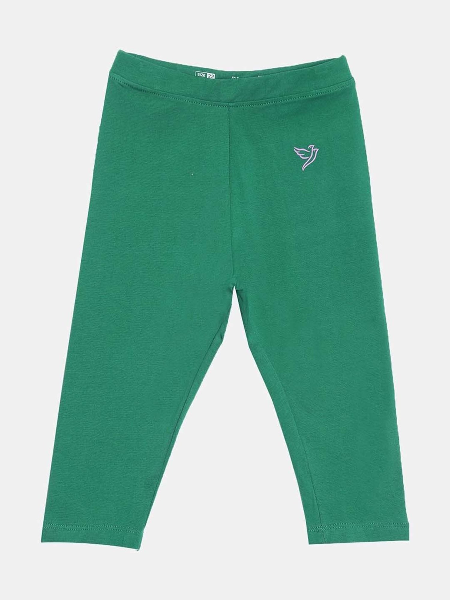 TWIN BIRDS Kids Black & Green Cotton Regular Fit Leggings (Pack of 2)