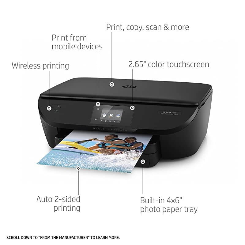 Envy 5660 Wireless All-in-One Photo Printer with Mobile Printing,  Instant Ink or  Dash replenishment ready (F8B04A)
