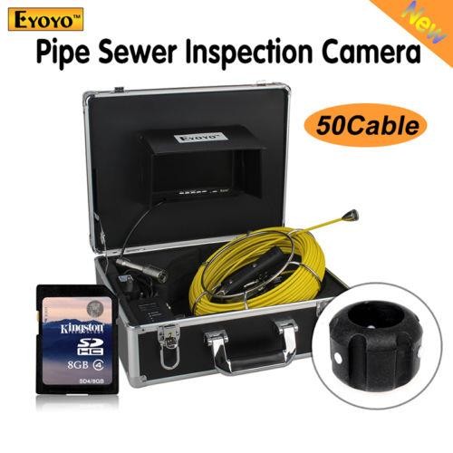 Eyoyo Pipe Pipeline Inspection Camera 50M/164ft Drain Sewer Industrial Endoscope Video Plumbing System with 7 Inch LCD Monitor 1000TVL DVR Recorder Snake Cam (Include 8GB SD Card)