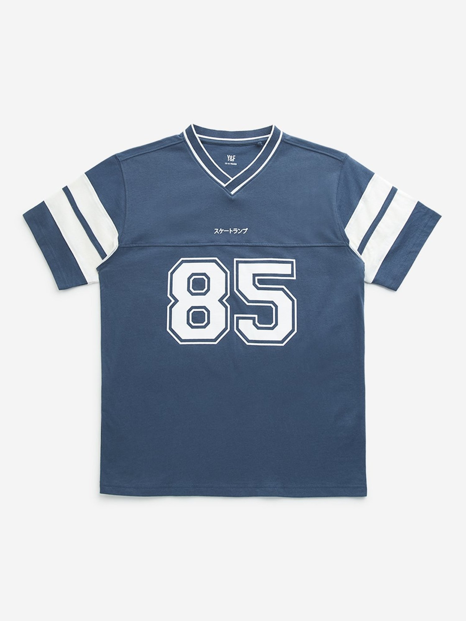 Y&F Kids by Westside Dark Blue Numerical Printed Cotton T-Shirt