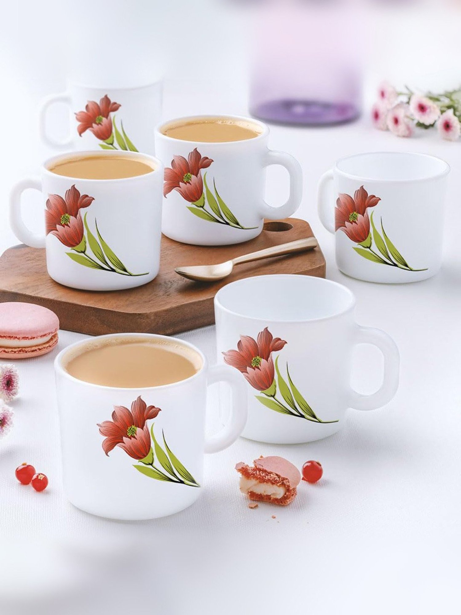 Larah by Borosil Multicolor Ceramic Tea & Coffee Mug - Set of 12 180ml