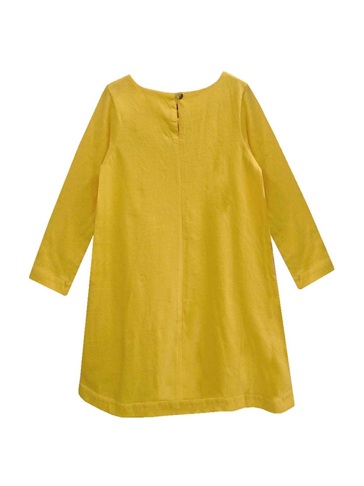 A.T.U.N. Kids Yellow & Blue Cotton Regular Fit Full Sleeves Dress