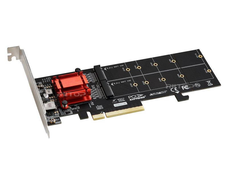 Dual NVMe PCIe Adapter, RIITOP (2 Ports) M.2 NVMe SSD to PCI-e Express 3.1 x8 Expansion Add-on Card