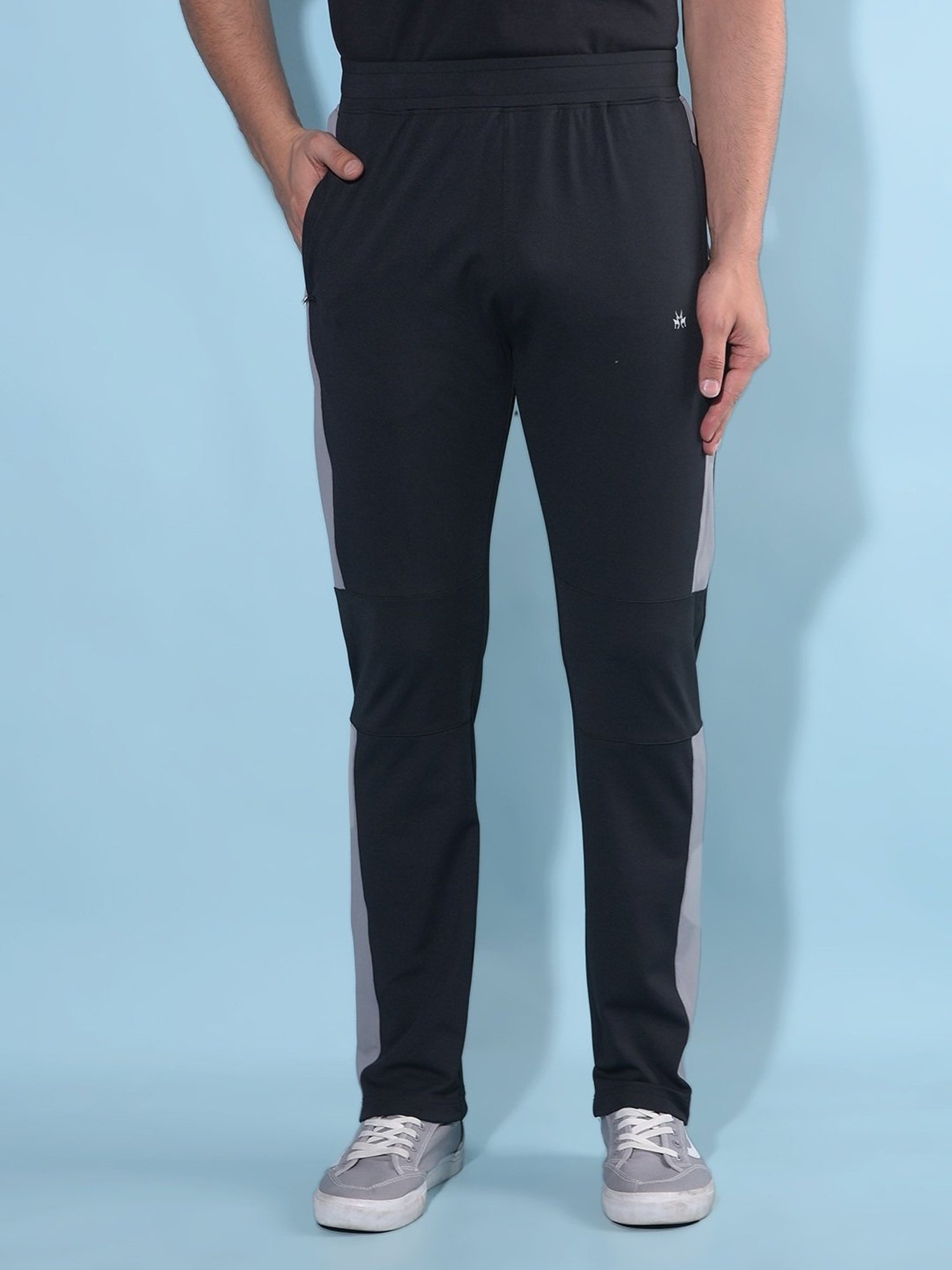 Crimsoune Club Black  Regular Fit Colour Block Trackpants