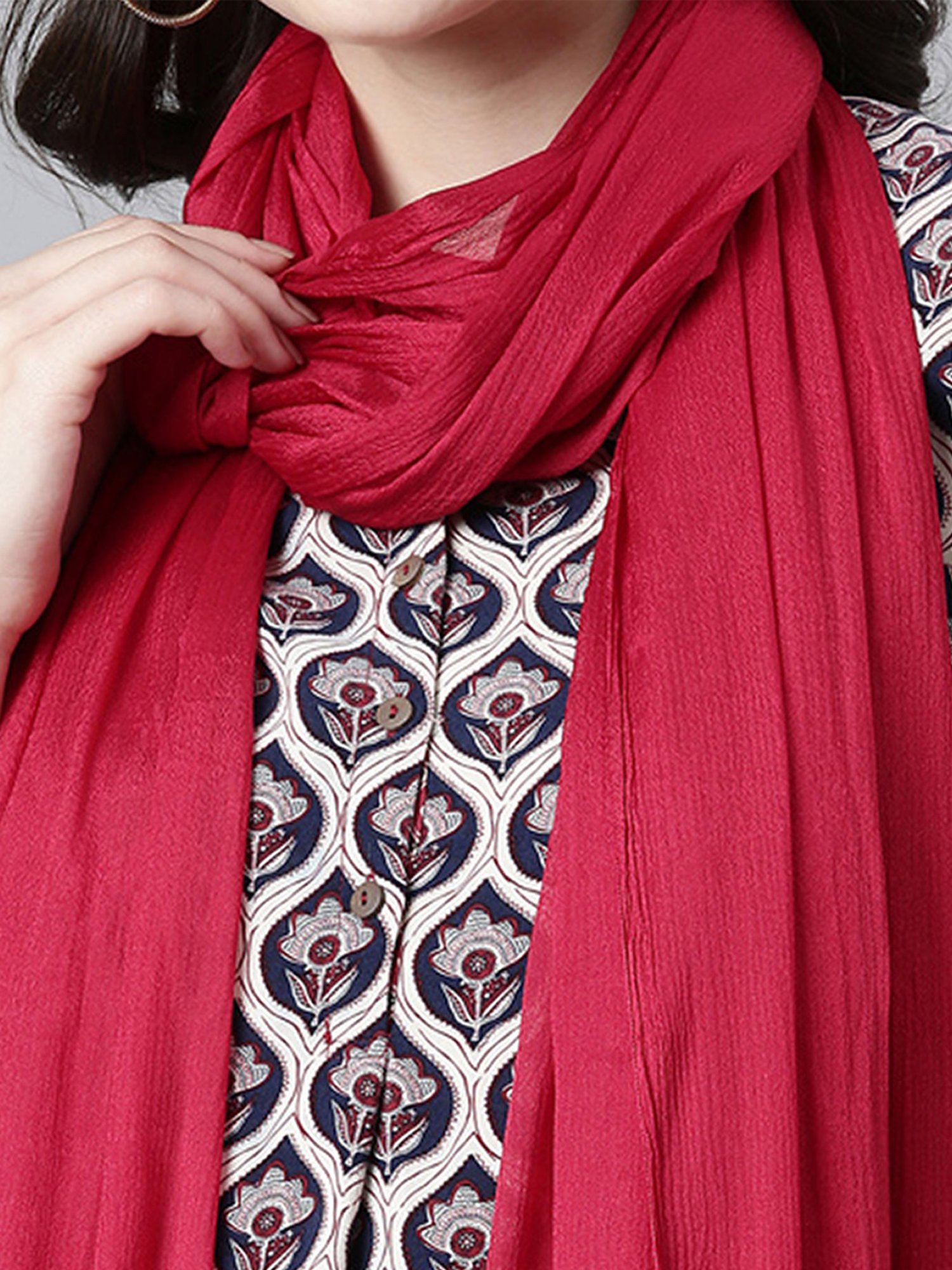 TWIN BIRDS Red & Navy Dupatta - Pack of 2