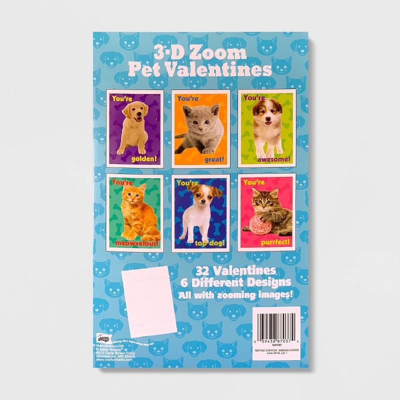32ct 3D Zoom Pets Valentines With Zoom Cards - Mello Smello
