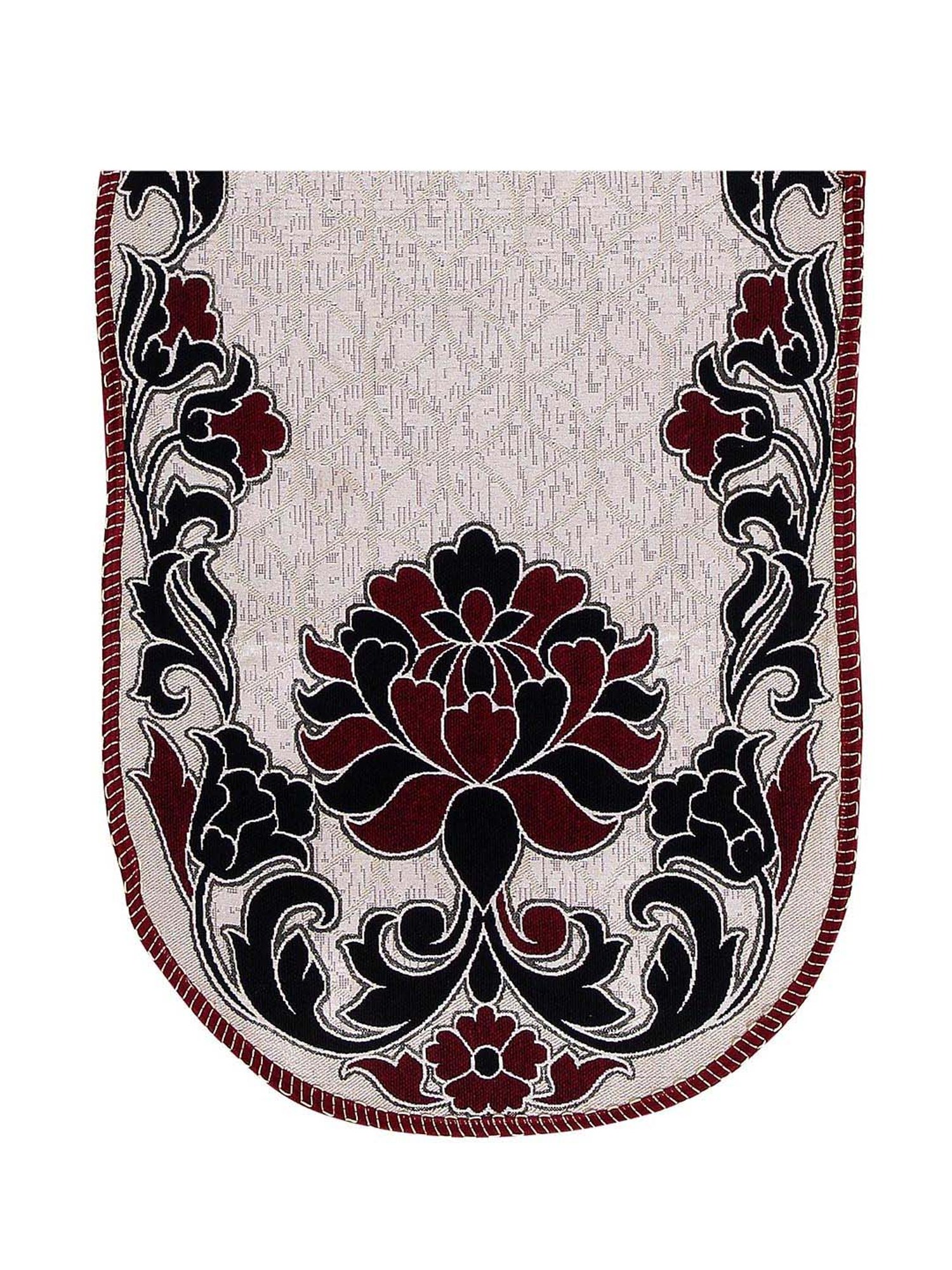 Romee Beige & Maroon Chenille 5-Seater Sofa Cover Set