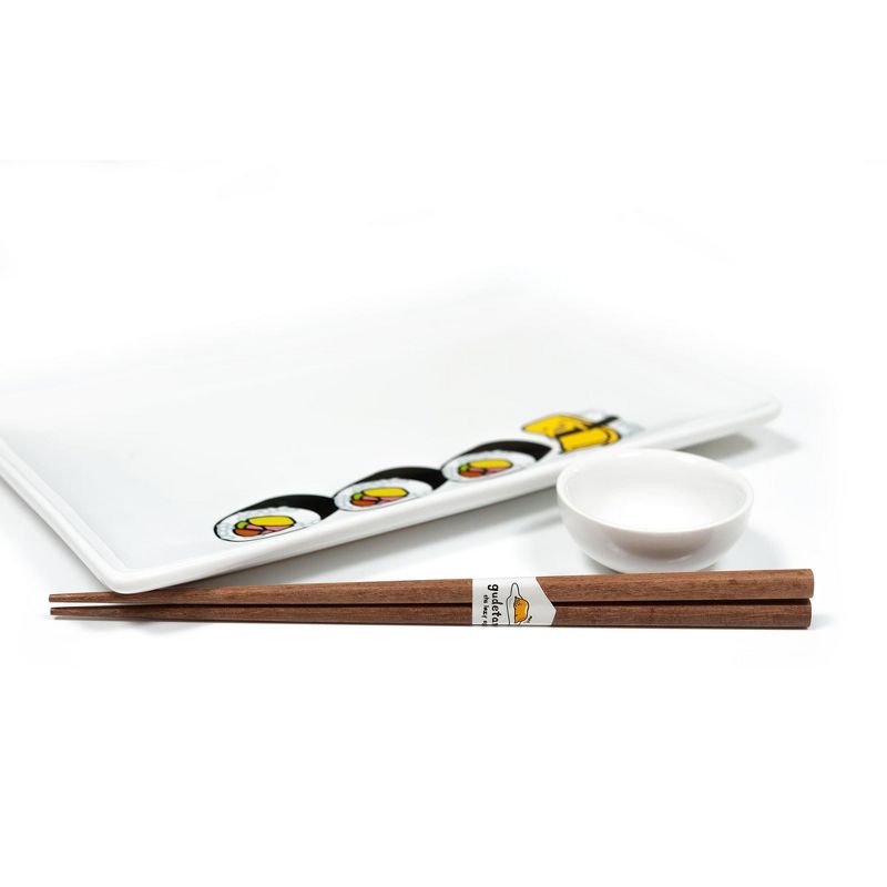 Seven20 Gudetama Stoneware Sushi Set | Plate | Wasabi Dish | Chopsticks